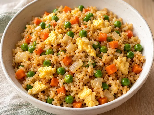 AI-generated serving illustration of Veggie fried rice