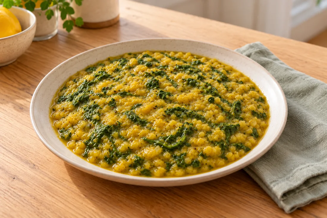 AI-generated serving illustration of Dal palak
