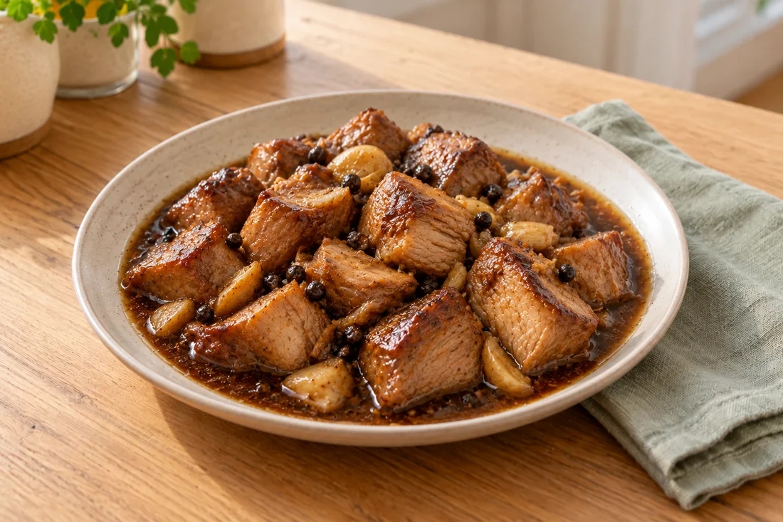 AI-generated serving illustration of Pork adobo