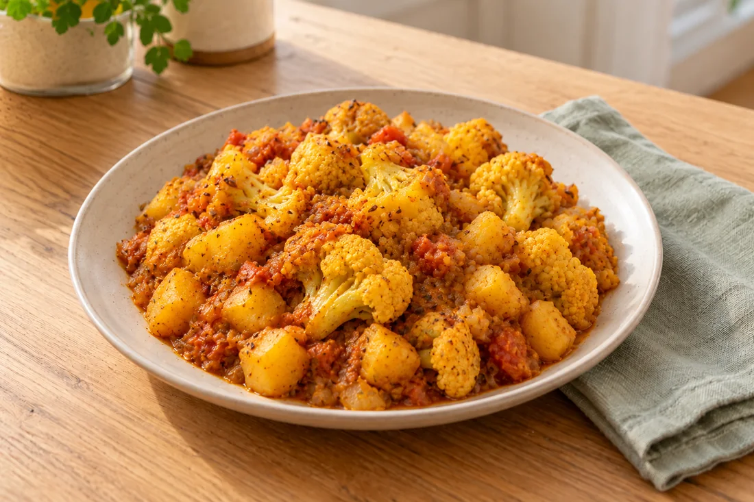 AI-generated serving illustration of Aloo gobi