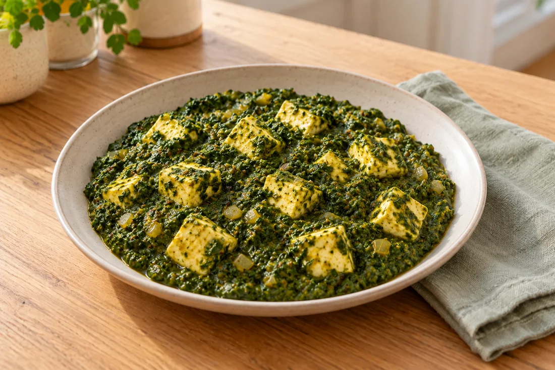 AI-generated serving illustration of Saag paneer