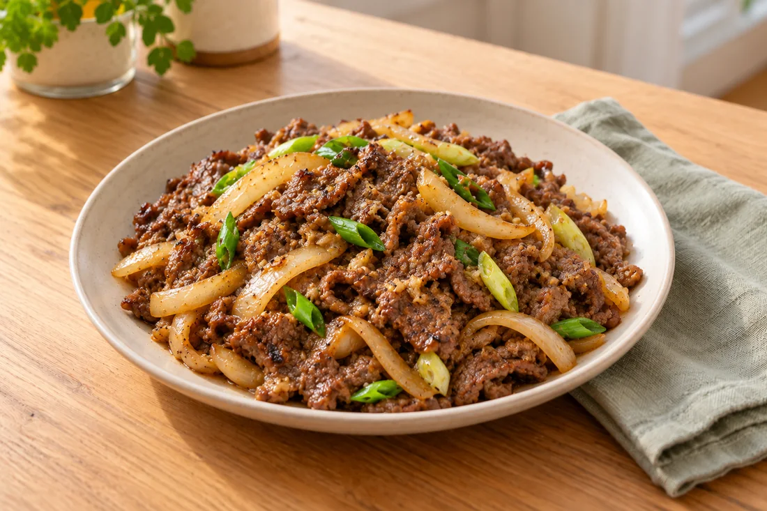 AI-generated serving illustration of Korean bulgogi