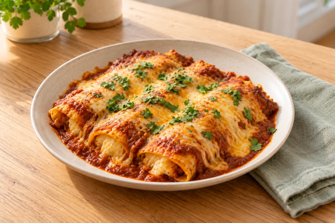 AI-generated serving illustration of Cheese enchiladas