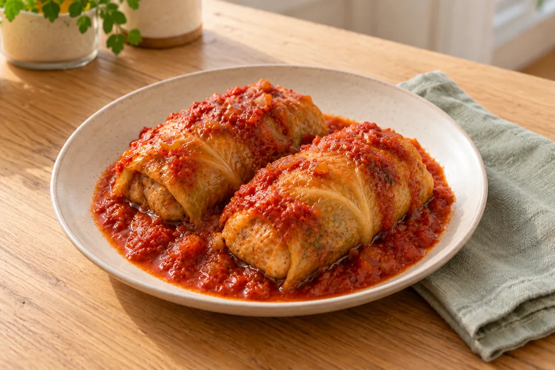 AI-generated serving illustration of Cabbage rolls