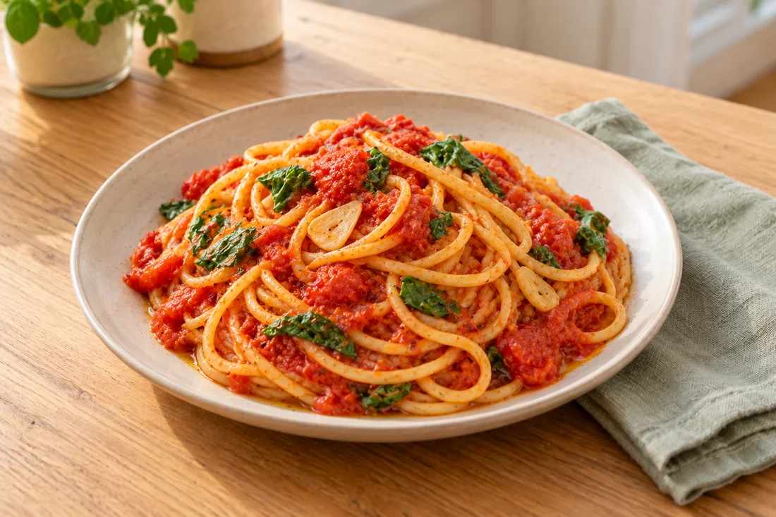 AI-generated serving illustration of Pasta al pomodoro