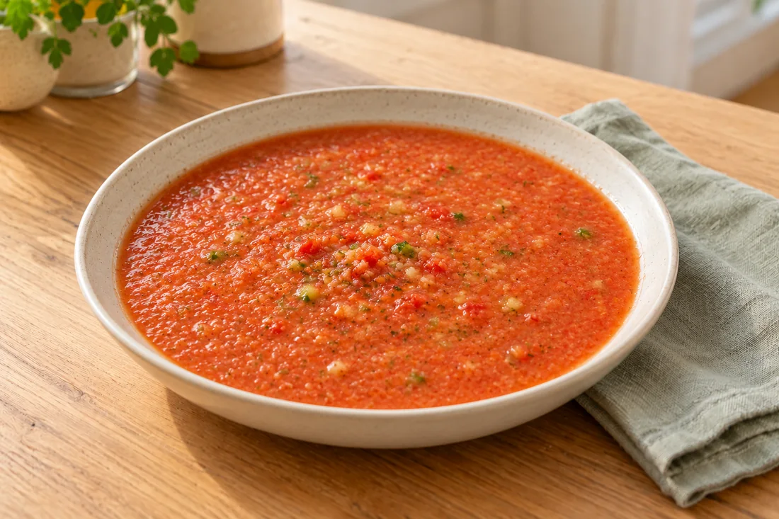 AI-generated serving illustration of Gazpacho