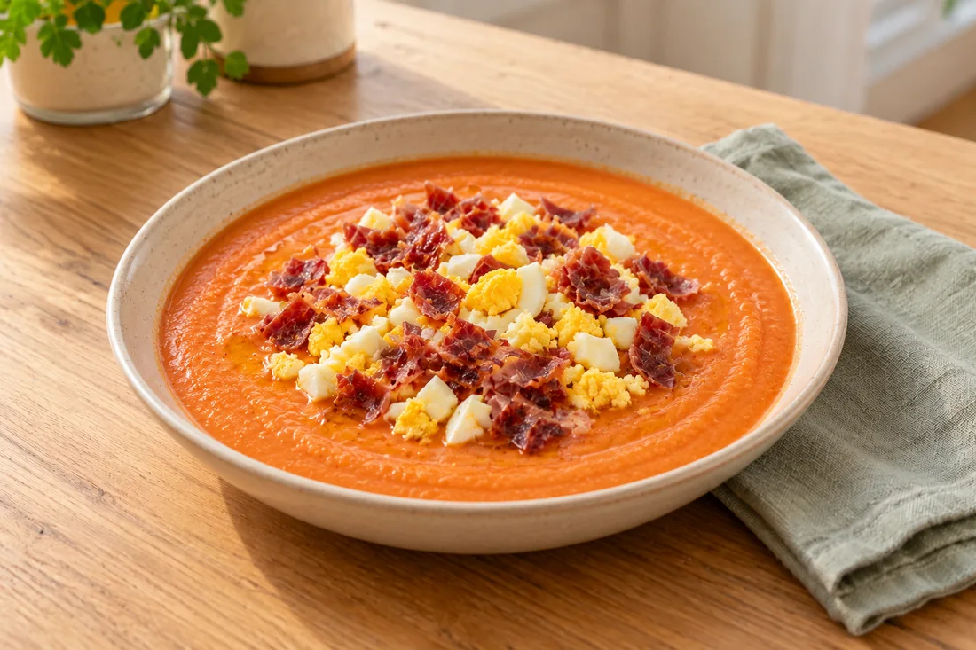 AI-generated serving illustration of Salmorejo