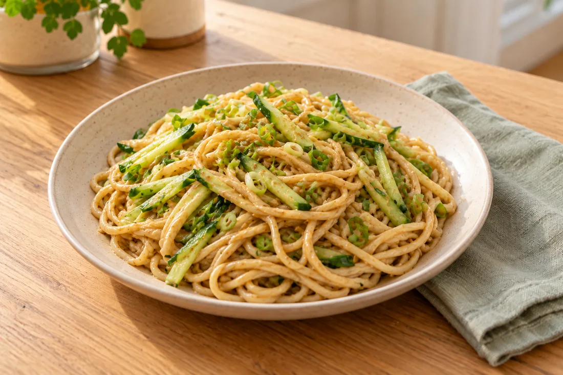 AI-generated serving illustration of Sesame cold noodles