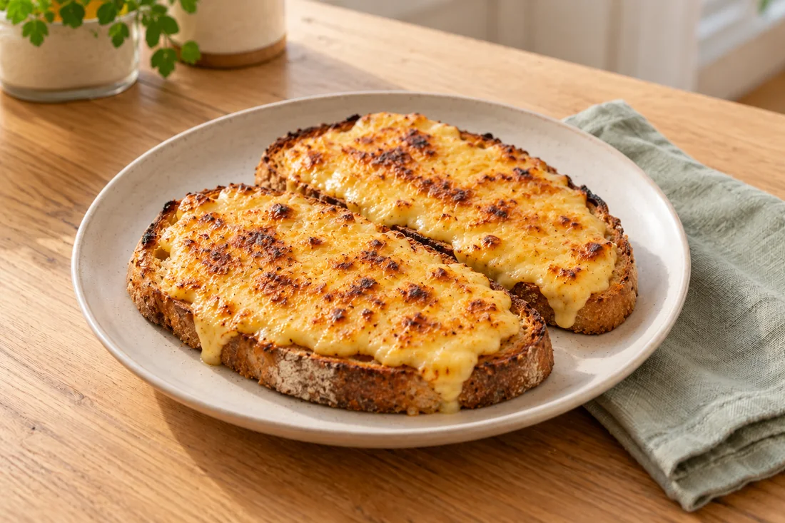 AI-generated serving illustration of Welsh rarebit