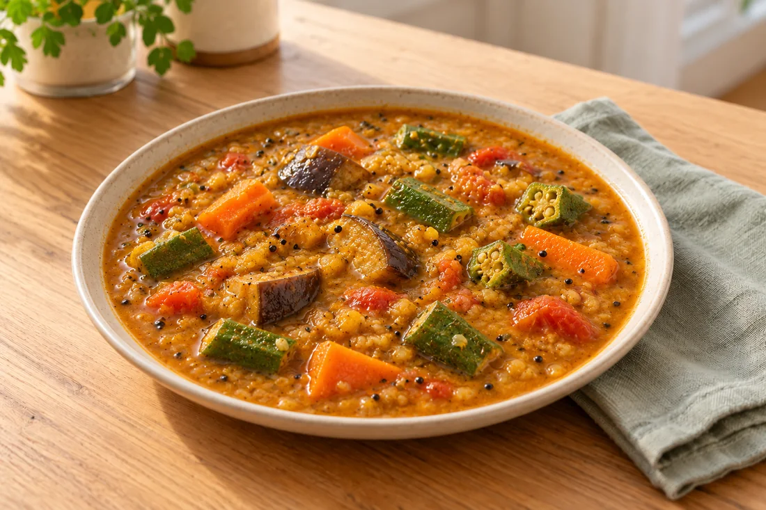 AI-generated serving illustration of Vegetable sambar