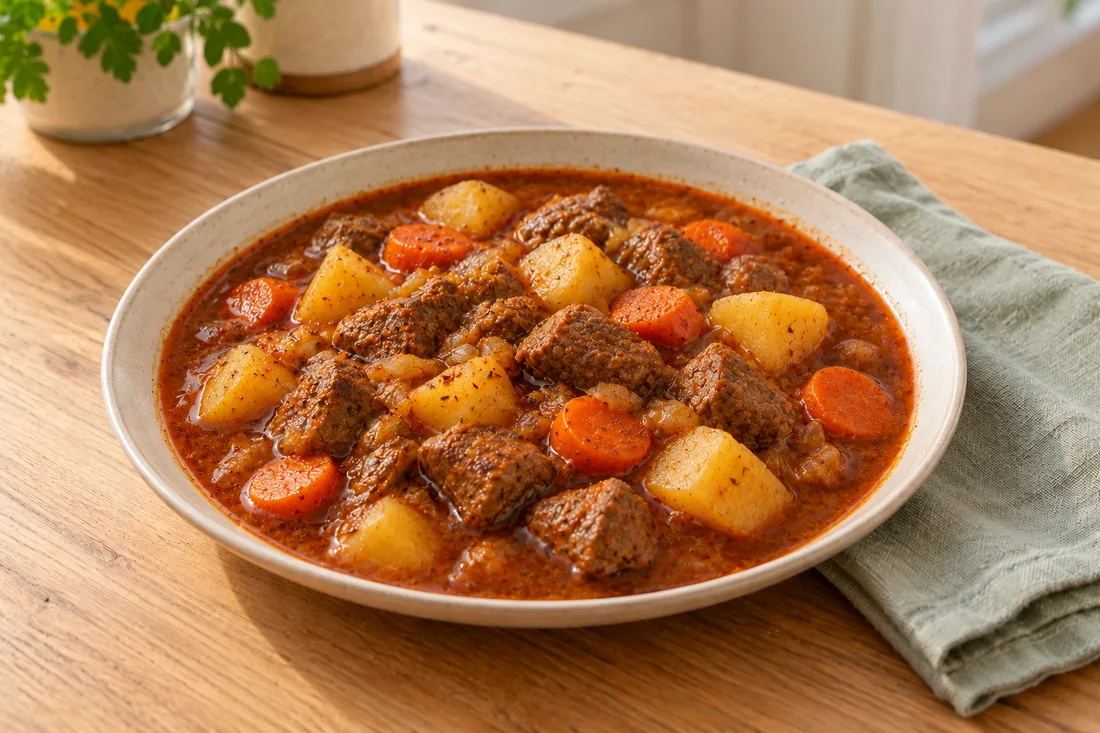 AI-generated serving illustration of Beef goulash