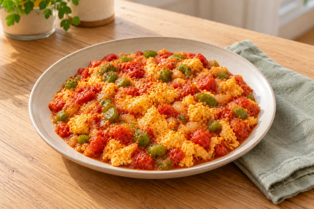 AI-generated serving illustration of Menemen