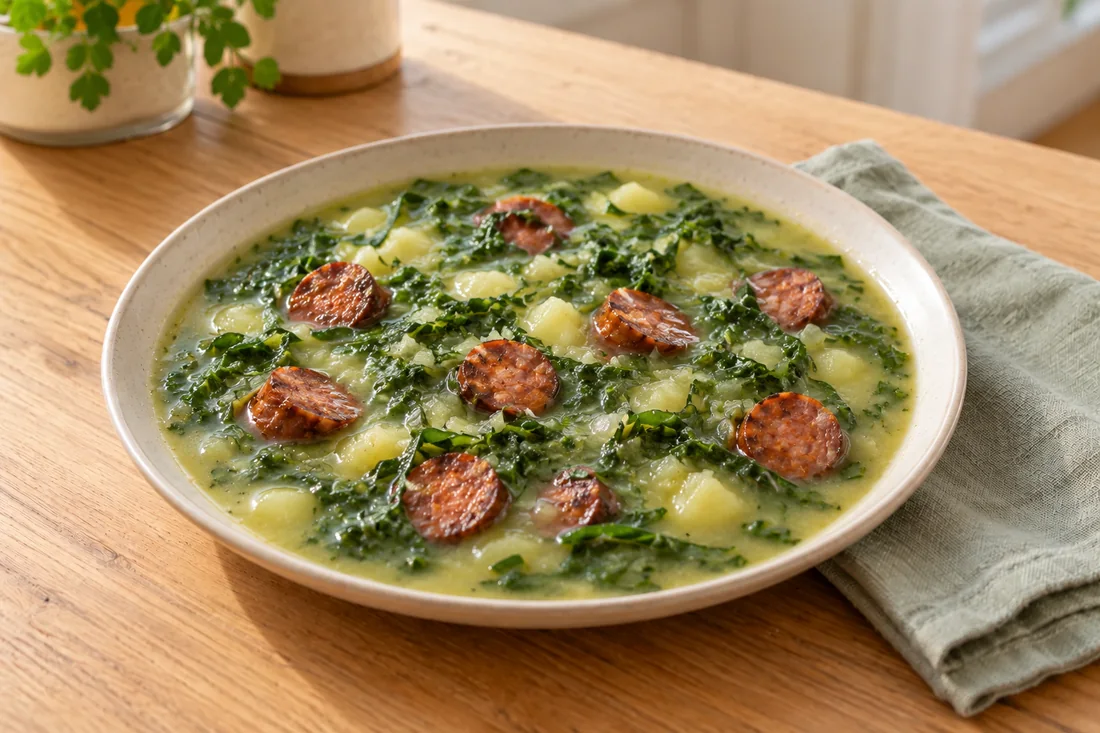 AI-generated serving illustration of Caldo verde