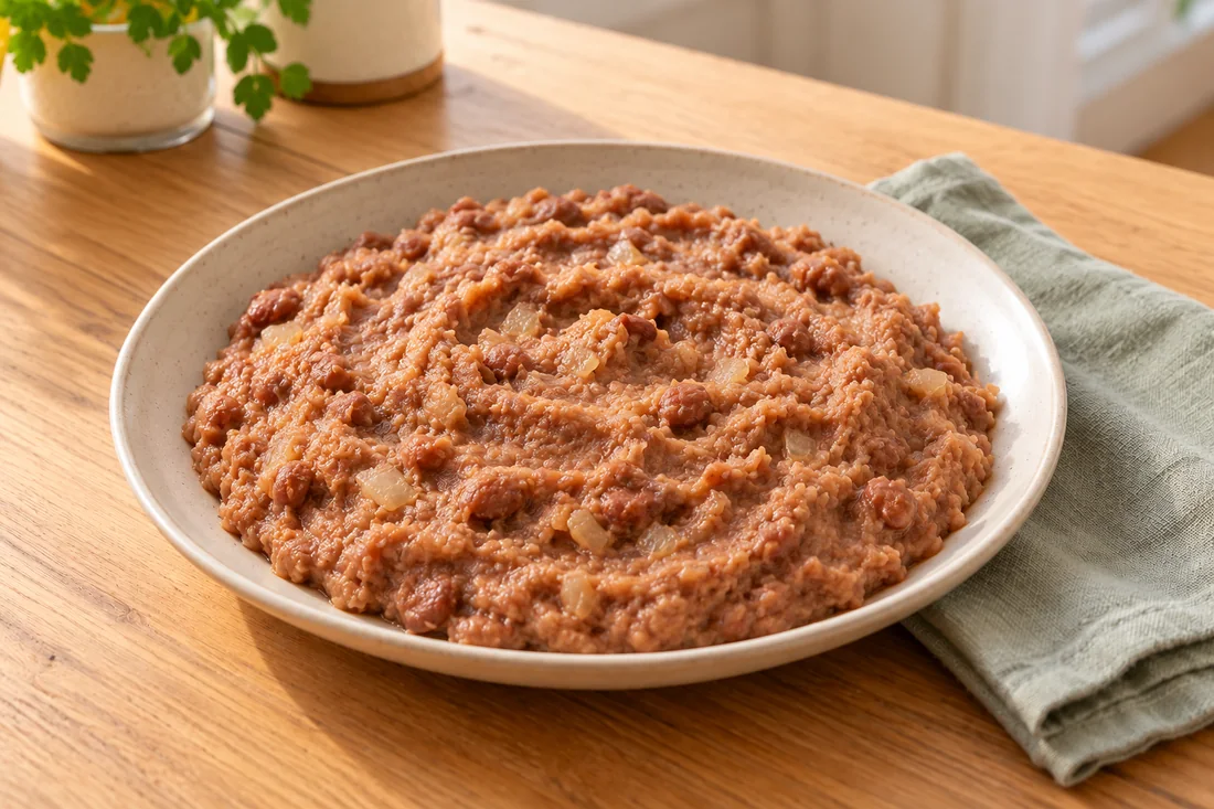 AI-generated serving illustration of Frijoles refritos