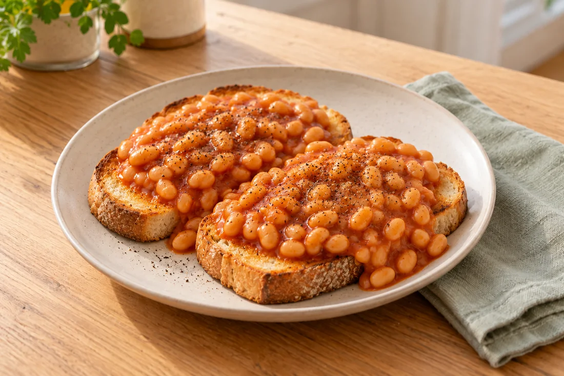 AI-generated serving illustration of Baked beans on toast