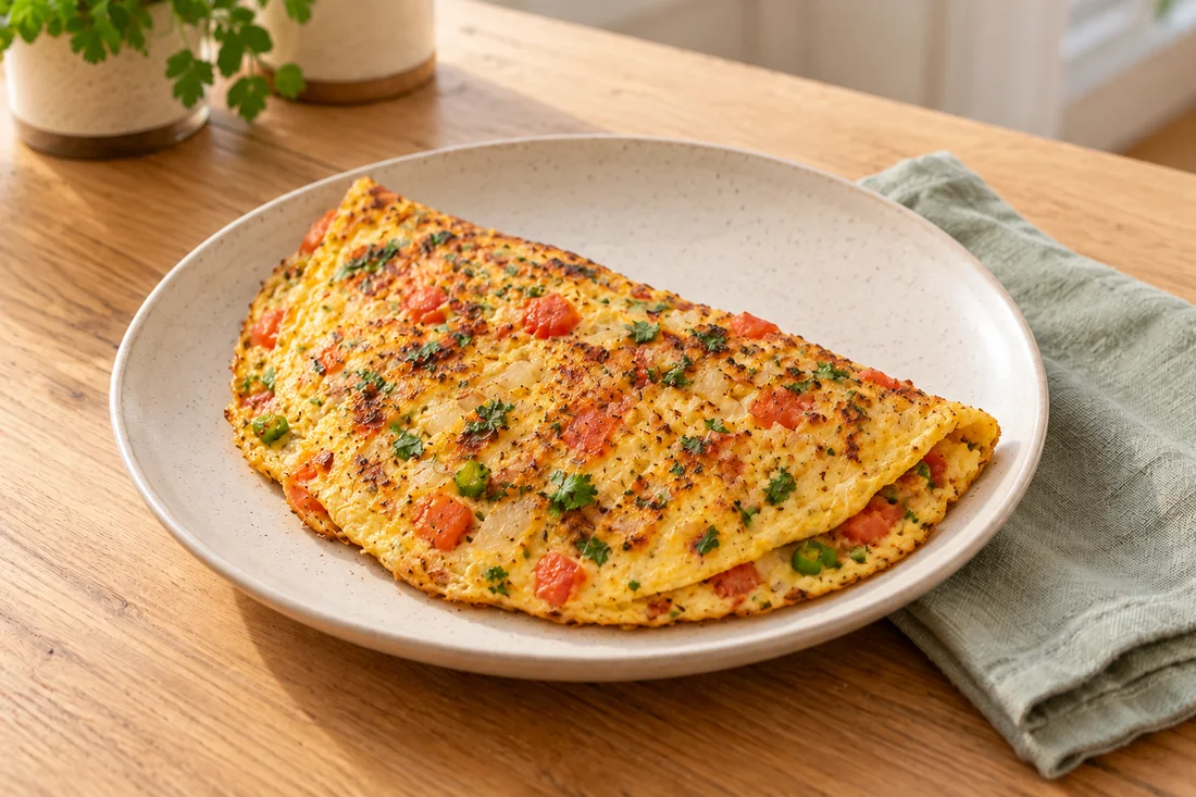 AI-generated serving illustration of Masala omelette