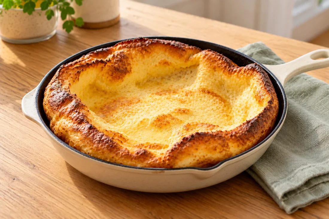 AI-generated serving illustration of Dutch baby pancake
