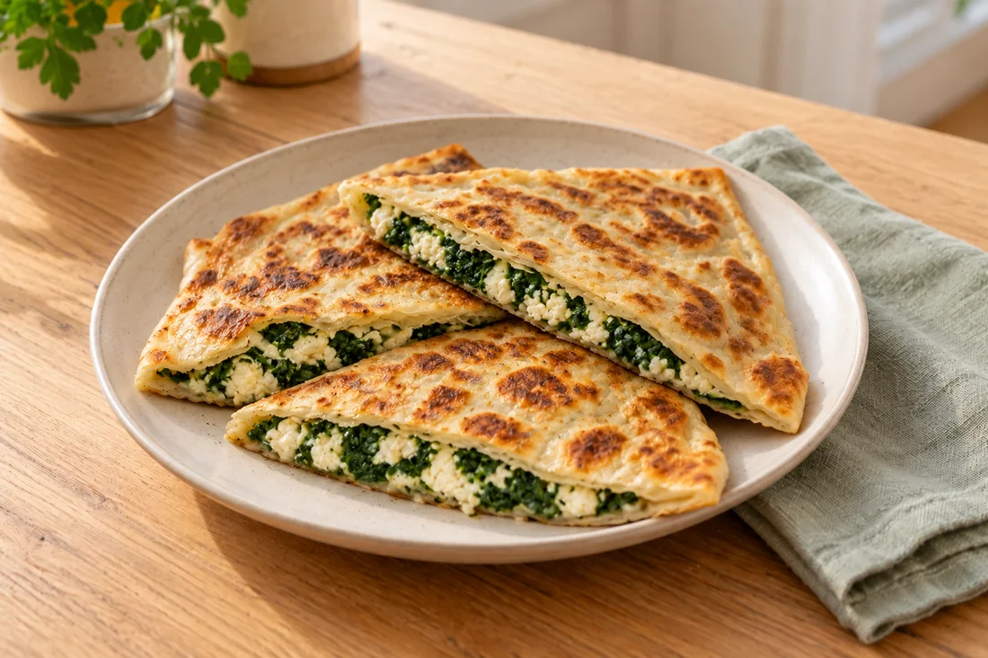 AI-generated serving illustration of Turkish cheese gözleme