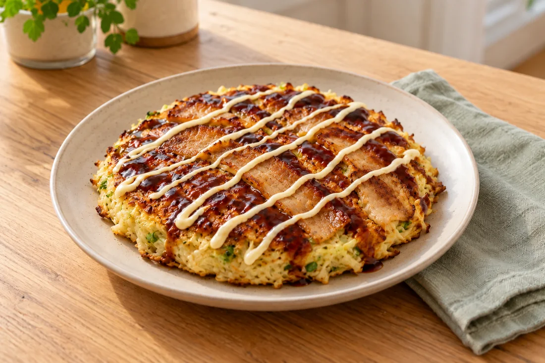 AI-generated serving illustration of Okonomiyaki