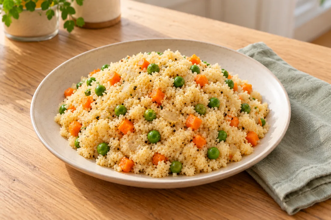 AI-generated serving illustration of Vegetable upma