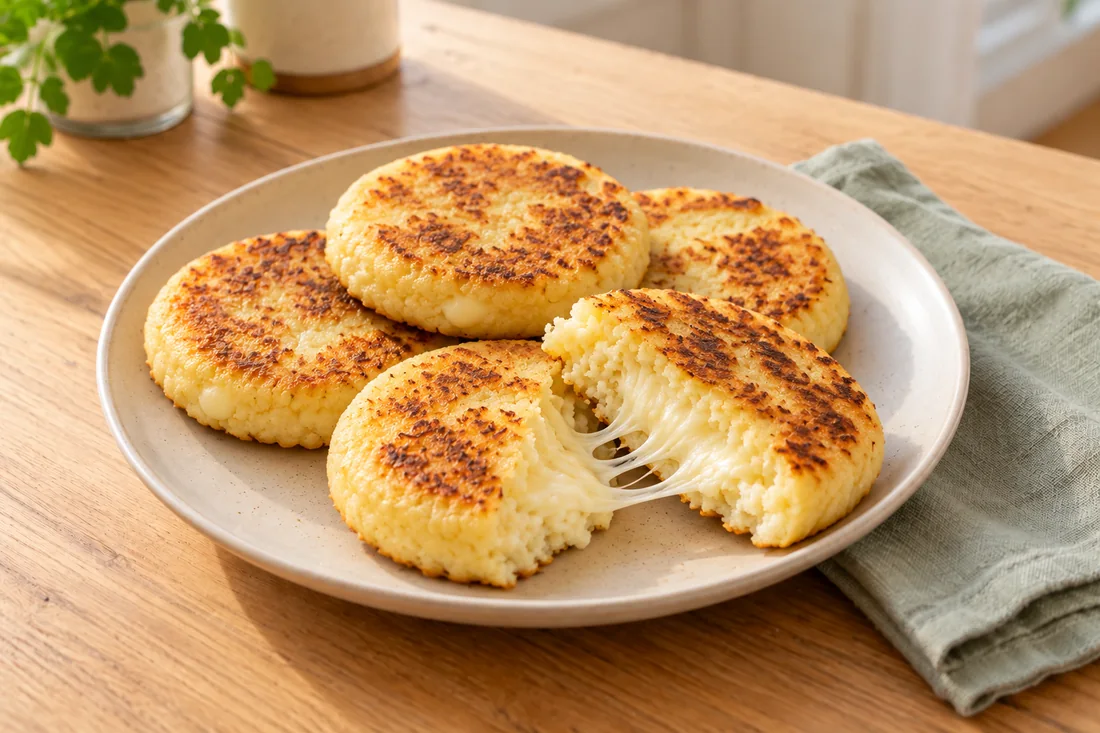 AI-generated serving illustration of Arepas con queso