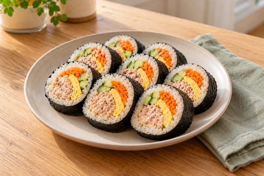 AI-generated serving illustration of Tuna kimbap