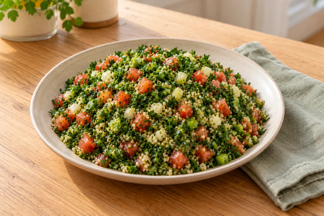 AI-generated serving illustration of Tabbouleh