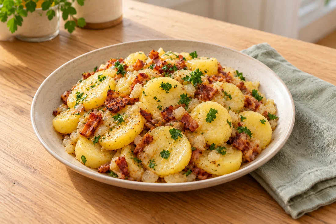 AI-generated serving illustration of German potato salad