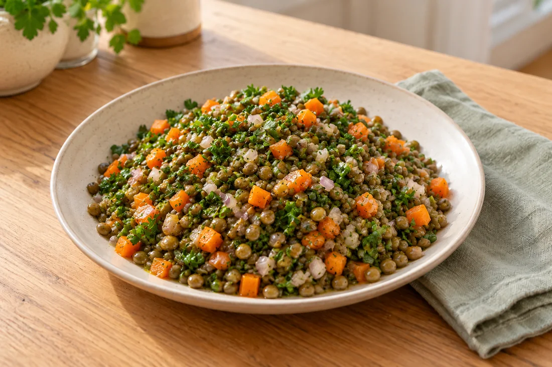 AI-generated serving illustration of French lentil salad