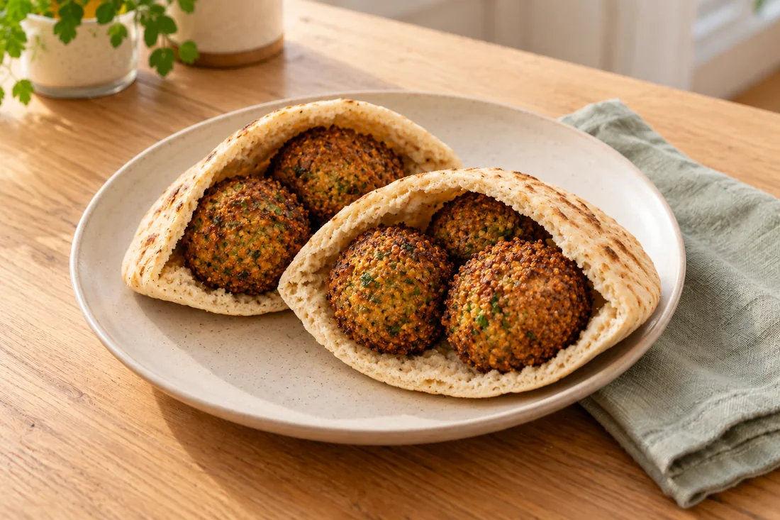 AI-generated serving illustration of Falafel pita