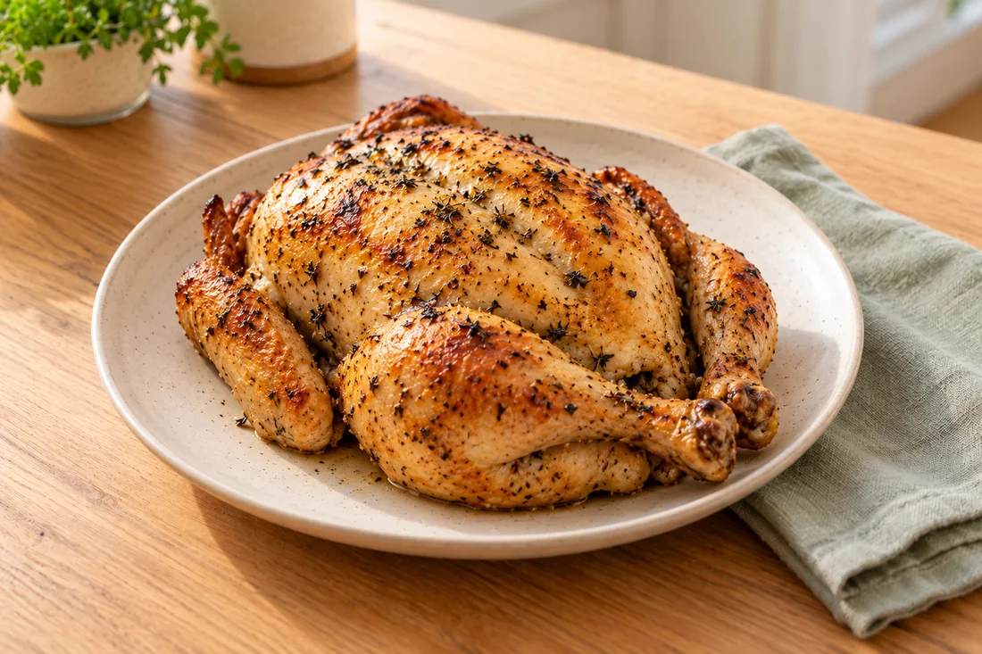 AI-generated serving illustration of Roast chicken