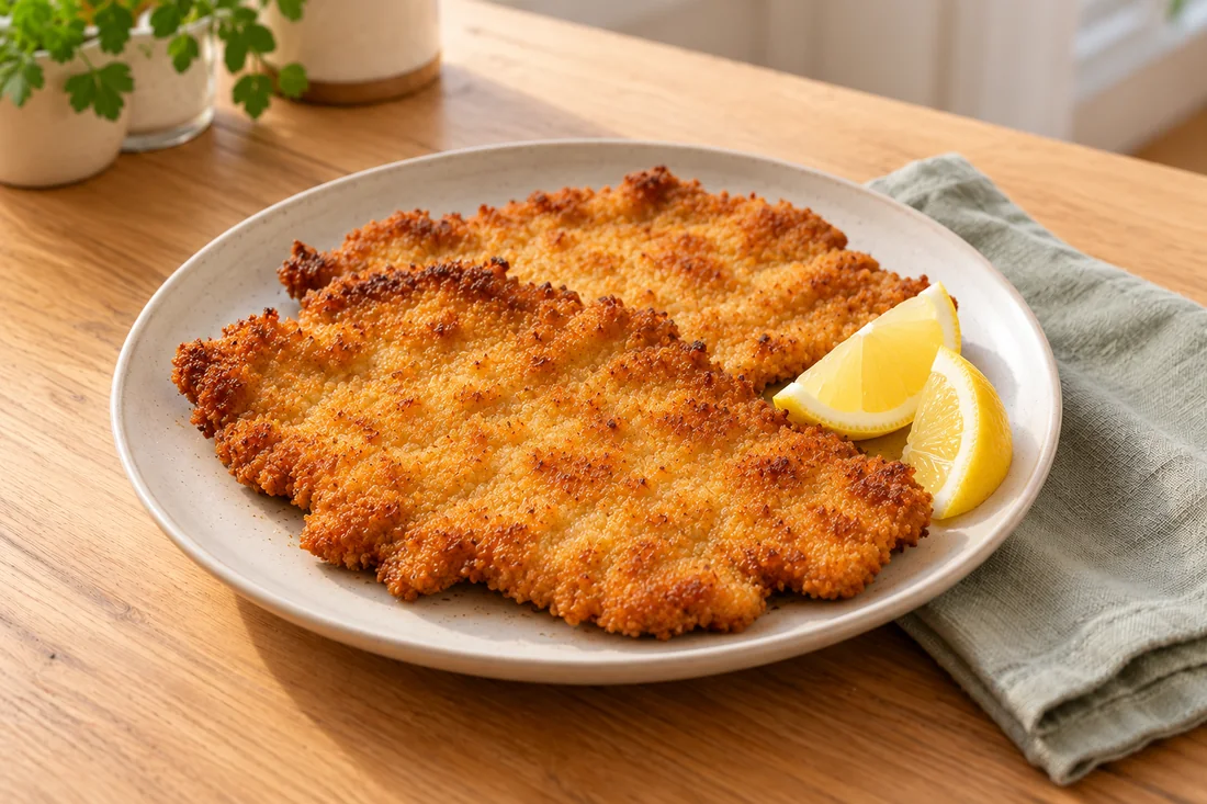 AI-generated serving illustration of Wiener schnitzel