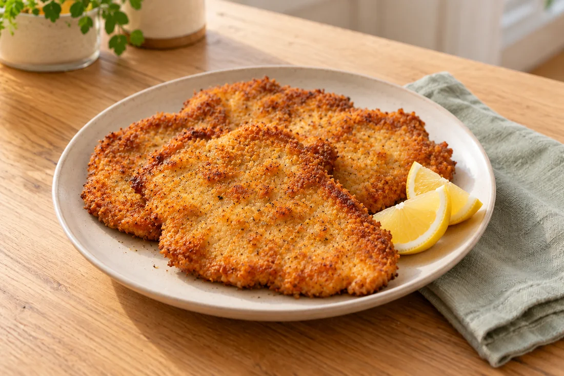 AI-generated serving illustration of Pork schnitzel