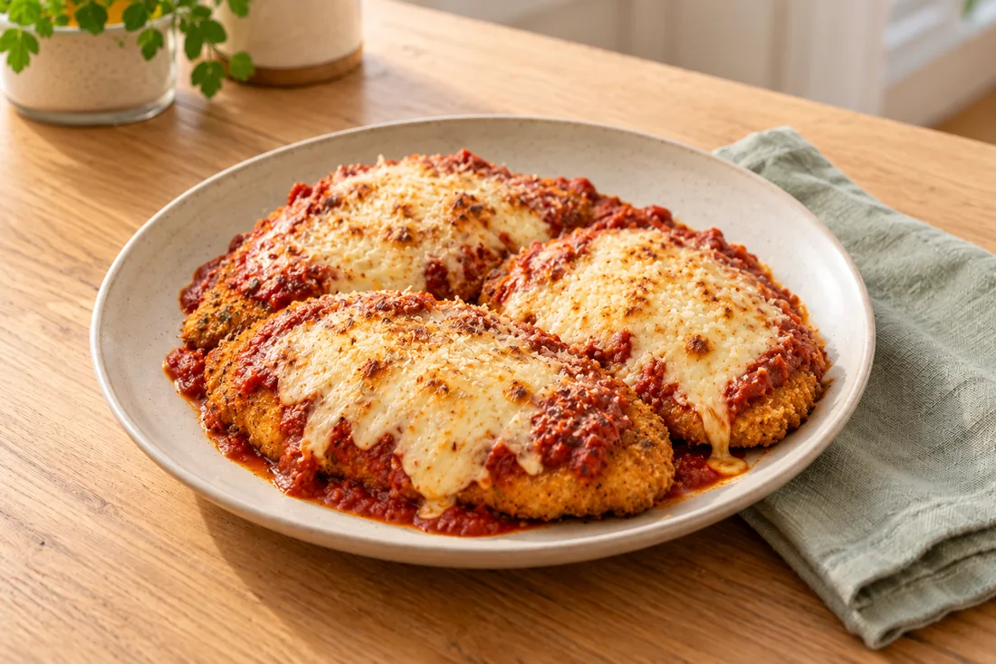 AI-generated serving illustration of Chicken parmesan