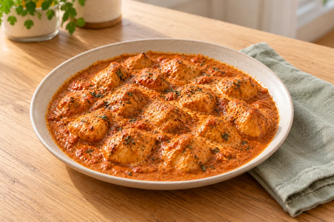 AI-generated serving illustration of Butter chicken