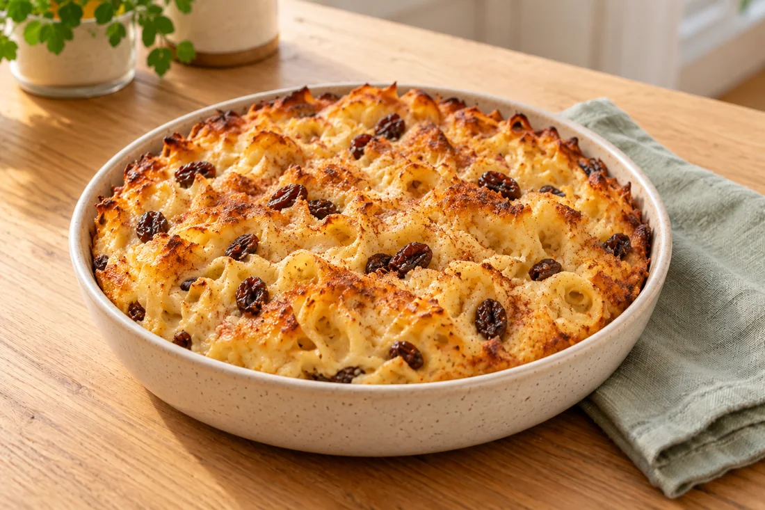AI-generated serving illustration of Noodle kugel