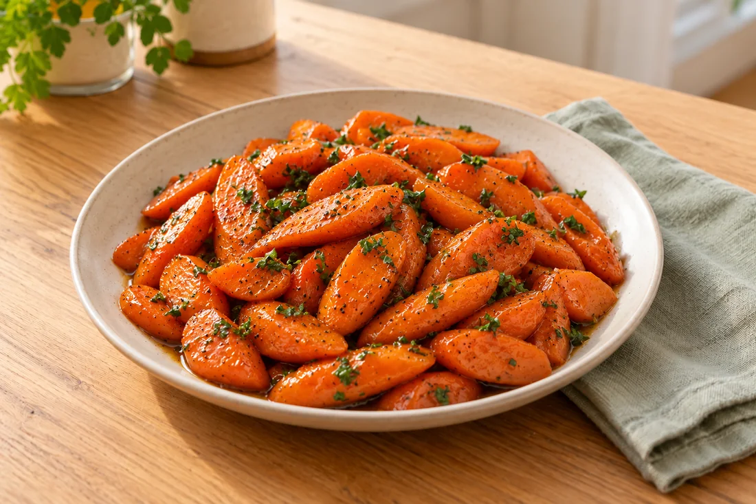 AI-generated serving illustration of Glazed carrots