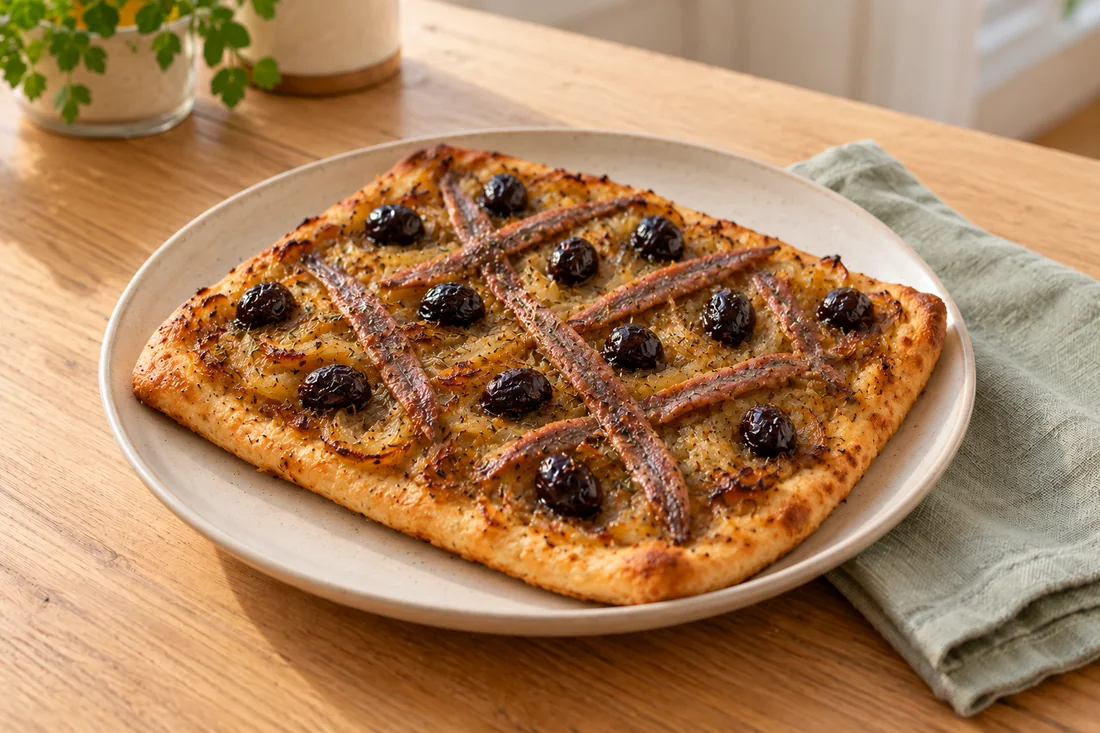 AI-generated serving illustration of Pissaladière