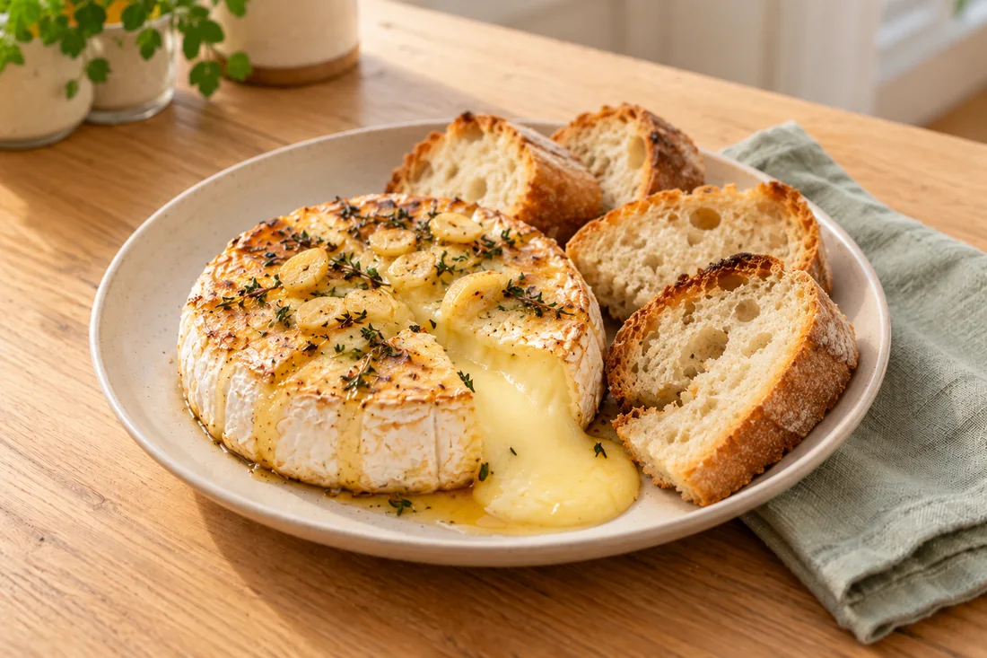 AI-generated serving illustration of Baked camembert