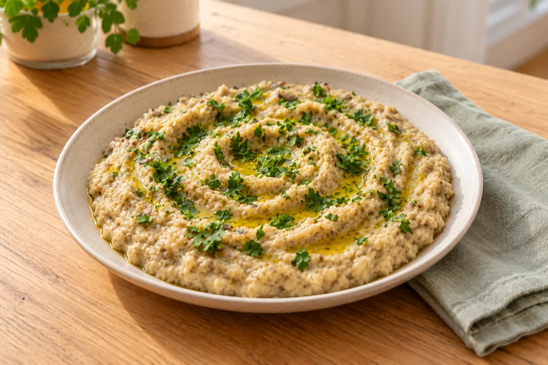 AI-generated serving illustration of Baba ghanoush