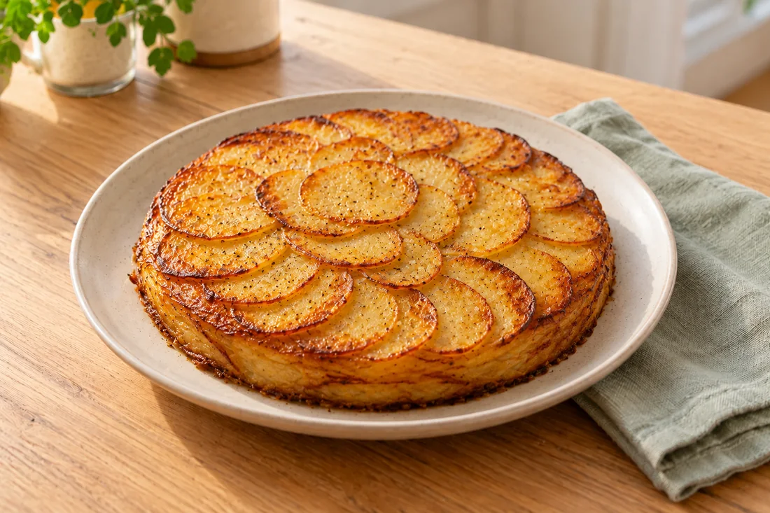 AI-generated serving illustration of Pommes Anna