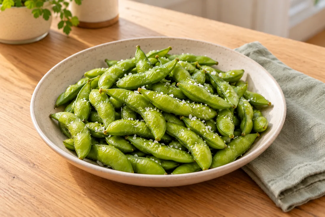 AI-generated serving illustration of Edamame with salt