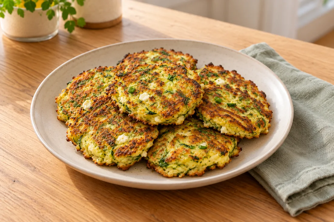 AI-generated serving illustration of Zucchini fritters