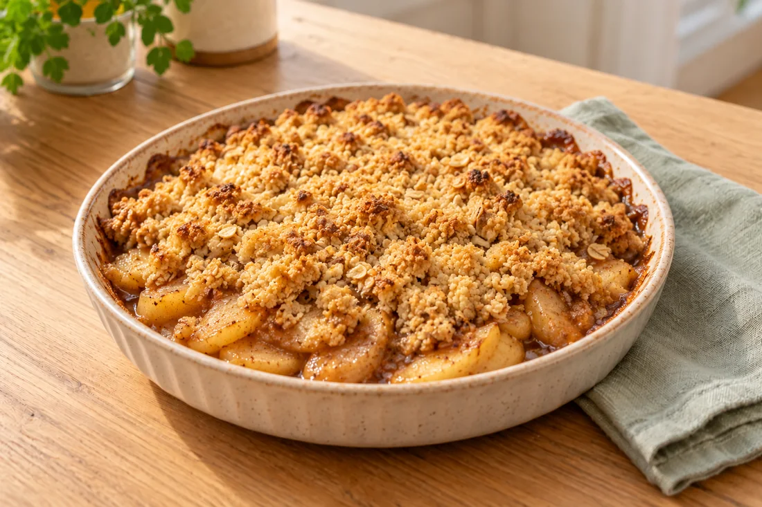 AI-generated serving illustration of Apple crumble