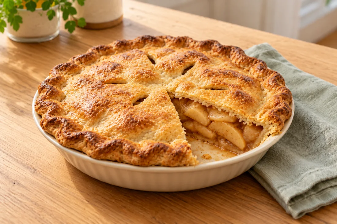 AI-generated serving illustration of Apple pie
