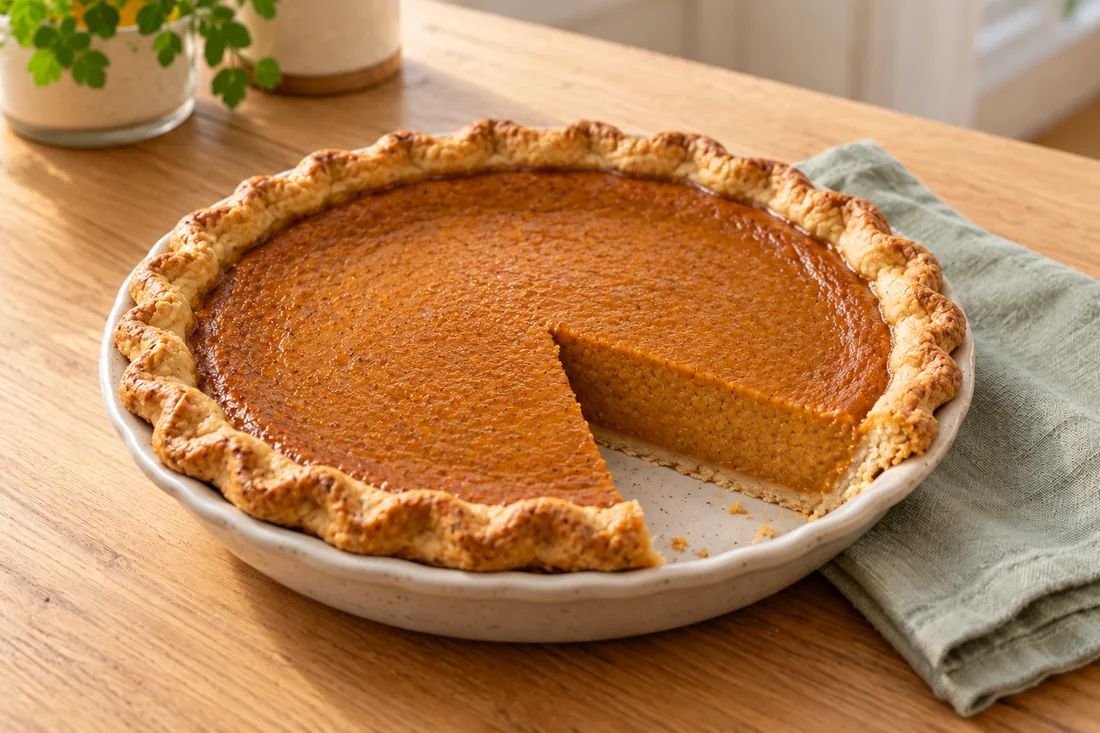 AI-generated serving illustration of Pumpkin pie